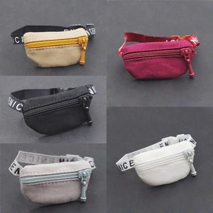 Mini sacs banane en toile pour poupées en kaki, bordeaux, noir, gris et blanc