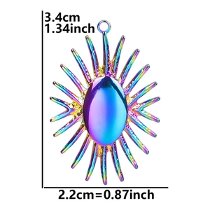 Rainbow sun pendant with dimensions showing 3.4cm height and 2.2cm width on white background