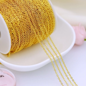 Detail of 18K gold plated copper O-chain on a spool for DIY jewelry making