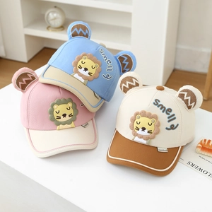 Casquette De Baseball Pour Enfants Avec Oreilles 3D Écusson Lion Dessin Animé Coton Chapeau Soleil Réglable Mignon