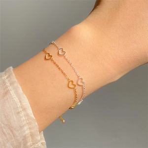 Dainty Heart Bracelet 925 Sterling Silver Minimalist Hollow Heart Chain Fashion Jewelry For Women Elegant Daily Wear