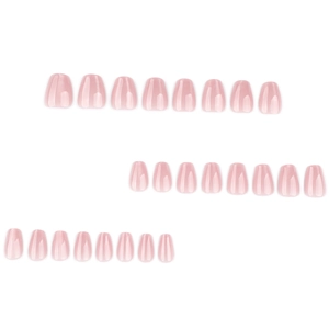 Faux ongles trapèze courts en rose nude œil de chat scintillant avec finition brillante