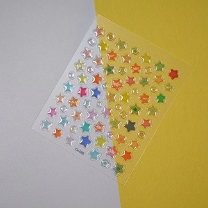 Detail of 5D jelly star nail art stickers with glitter relief effect and Co-085 model