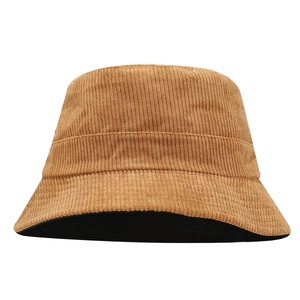 Brown corduroy fisherman bucket hat with black lining for men and women