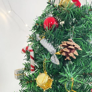 50cm mini tabletop Christmas tree with red balls, pine cones, and warm fairy lights