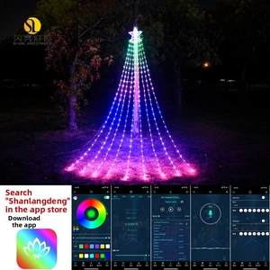 APP controlled RGB LED waterfall lights with star topper and dynamic flow modes