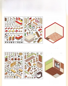 DIY scene stickers featuring Hot Pot and Chocolate Workshop themes with PET material