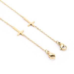 Gold titanium steel cross mask chain and glasses holder with lobster clasps on white