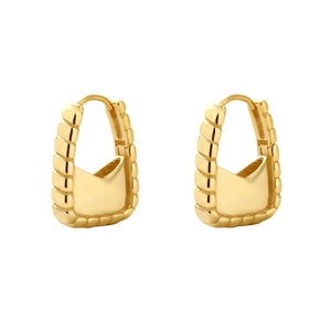 Minimalist S925 sterling silver handbag shape hoop earrings in polished gold finish