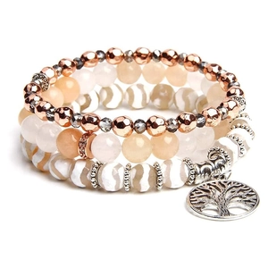 Bohemian tree of life layered bracelet set with feather charm and turquoise beads