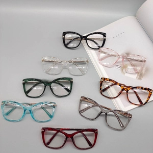 Occhiali anti luce blu cat eye in otto colori con montatura TR e cerniere in metallo lucido