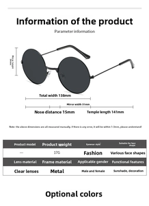 Details der runden Metall-Sonnenbrille mit 54mm Glas und einer Breite von 138mm