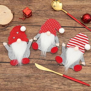 Christmas Gnome Cutlery Holder Silverware Bag Felt Knit Swedish Tomte Table Decoration Festive Holiday Dining Decor