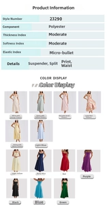 Detailed size chart and color options for the floral slip dress with side slit