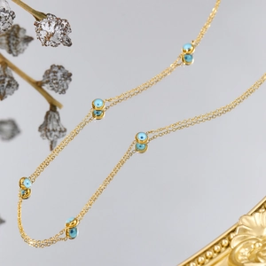 Elegant 18K gold plated stainless steel necklace with blue evil eye beads for women