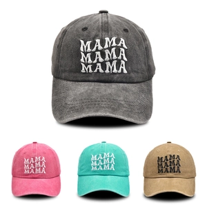 Mama Embroidered Baseball Cap Washed Cotton Adjustable Vintage Distressed Dad Hat Women Outdoor Sun Protection Leisure