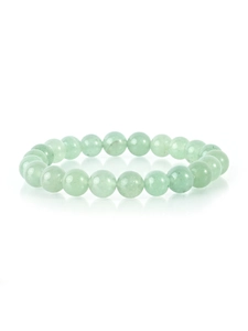 Detailed view of natural light green beaded bracelet with polished stone texture and soft shadow