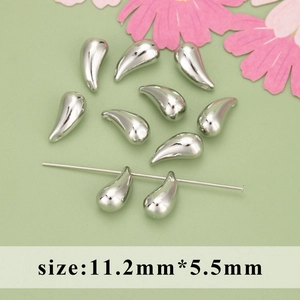 Set of 11.2mm x 5.5mm silver teardrop smile charms for DIY jewelry making