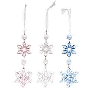 Colorful acrylic hexagonal snowflake hanging ornaments for Christmas tree decoration
