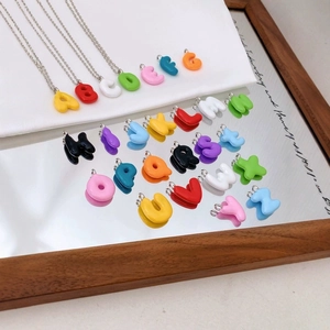 Copper Enamel English Alphabet Letter Charms Colorful Capital Initial Pendant Beads For DIY Necklace Jewelry Making