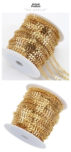 Detail of 18k gold plated stainless steel chevron chain roll for DIY jewelry making