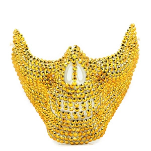 Halloween masquerade half-face mask with golden rhinestones for party performance