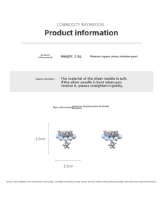 Detail view of star-shaped earrings with faux pearls and sparkling cubic zirconia stones