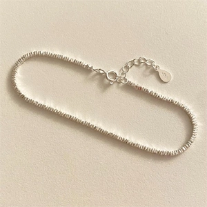 Minimalist S925 sterling silver beaded bracelet with adjustable lobster clasp and tag