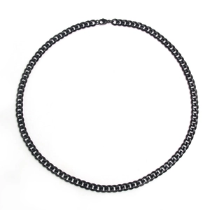 Men's hip hop black vacuum plated stainless steel Cuban link necklace with polished finish