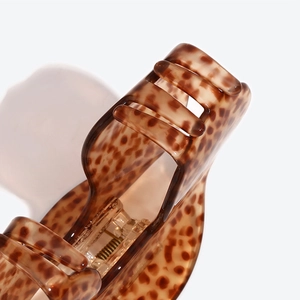 Pince à cheveux rétro française en acétate avec motif écaille de tortue marron