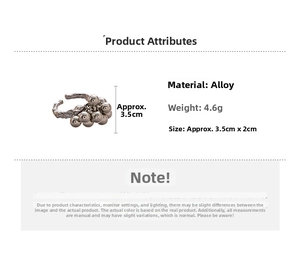 Detailed specs of the vintage silver alloy ball ring weighing 4.6g and sized 3.5cm by 2cm