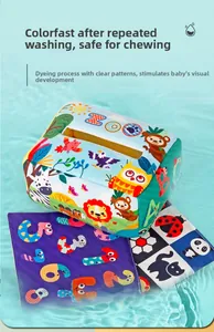 Washable baby tissue box toy with animal patterns floating in clean water ripples