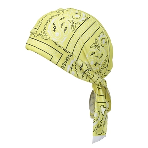 Gelbe Bandana-Piratenmütze mit Paisley-Muster aus elastischem Stoff für Sport und Freizeit