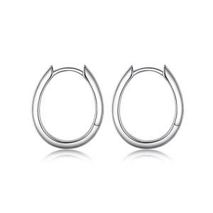 925 Sterling Silver Geometric Oval Hoop Earrings For Women Minimalist Fashion Office Jewelry Elegant Simple Individual Accessory