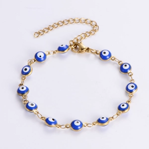 Turkish Evil Eye Charm Necklace Bracelet Gold Plated Stainless Steel Colorful Enamel Jewelry Women Adjustable Trendy Accessory