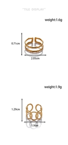 Detailed size and weight specs for hollow gold-plated adjustable stainless steel rings