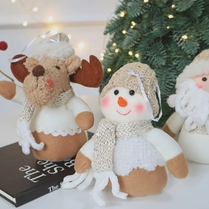 Christmas Plush Doll Ornaments Santa Claus Snowman Reindeer Knit Felt Fabric Hanging Tree Decoration Desktop Display