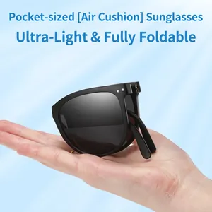 Matte black folding sunglasses for women with lightweight UV protection lenses