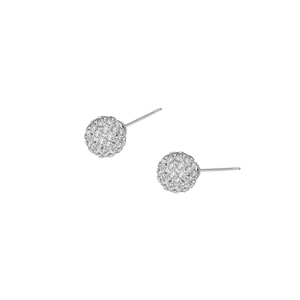 Elegant S925 sterling silver ball stud earrings with shimmering pave micro-set cubic zirconia