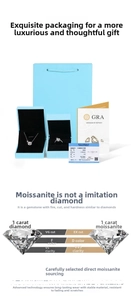 Detailed set of S925 silver moissanite ring and necklace with GRA certificate and gift box