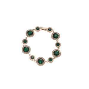 Elegantes Schmuckset aus Roségold mit smaragdgrünen Kristallen und Diamant-Akzenten