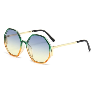 Occhiali da sole oversize ottagonali con montatura sfumata verde-arancio e lenti colorate