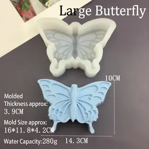 3D butterfly silicone mold for DIY cakes and candles with detailed dimension markers