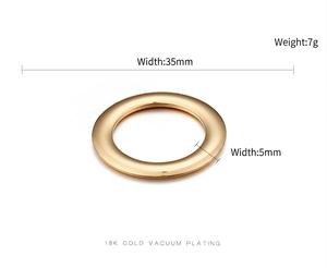 Detailed view of 35mm 18k gold vacuum plating round metal ring for DIY jewelry making