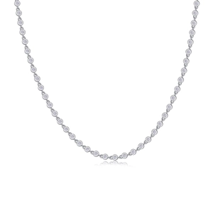 Elegant S925 sterling silver moissanite necklace with round cut pendant on white background