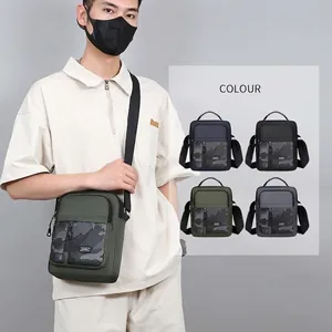 Olive green versatile crossbody sports bag with camouflage detail and adjustable strap