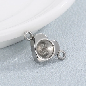 Heart Shaped Bezel Setting Connector Stainless Steel Double Loop Gemstone Tray For DIY Jewelry Making Accessory