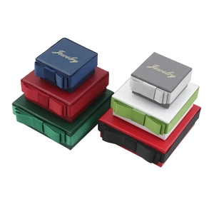 Dark green jewelry gift box set with elegant ribbon bow for rings and necklaces