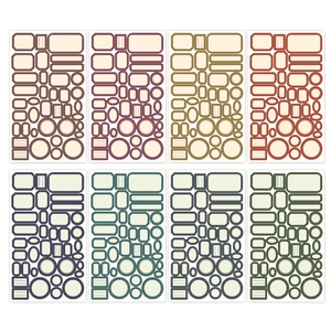 Retro DIY blank label stickers in 8 colors and various geometric shapes for journals
