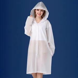 Translucent EVA Raincoat Long Hooded Waterproof Windproof Portable Outdoor Travel For Adult